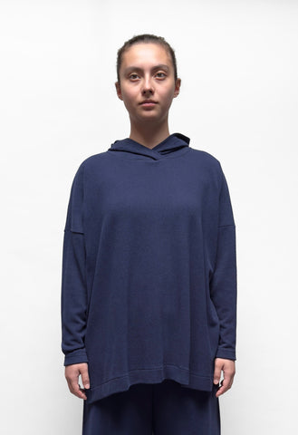 MAMA B Cozy Long Hooded Pullover in Blue