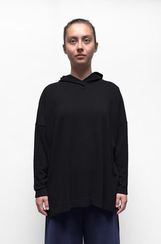 MAMA B Cozy Long Hooded Pullover in Black