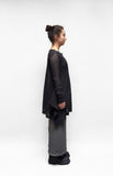 PLU Flared Cotton Mesh Cardigan in Black