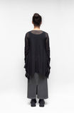 PLU Flared Cotton Mesh Cardigan in Black