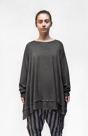 PLU Relaxed Boatneck Top in Asphalt Wash