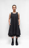 PLU Gathered Mesh Dress in Black