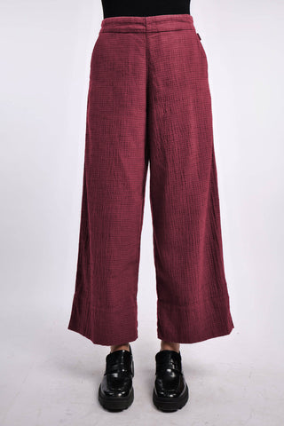 Elemente Clemente Small Waffle Check Wide Leg Pant in Scarlet Red