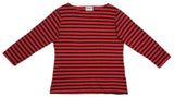 MOTION Boat-neck 3/4 Sleeve Striped Tee