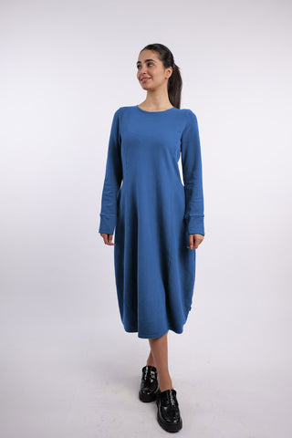 Elemente Clemente French Terry Bubble Dress in Cobalt Blue