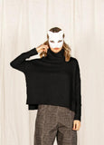 MAMA B - Cozy Hi Low Turtleneck Sweater in Black