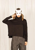 MAMA B - Cozy Hi Low Turtleneck Sweater in Umber