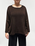 MAMA B Cozy Boxy Round Neck Top in Umber