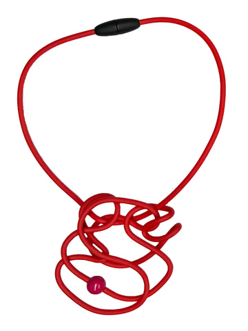 SAMUEL CORAUX Brain and Marble Necklace in Red
