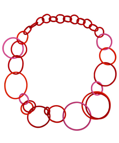 SAMUEL CORAUX Cascading Circle Necklace - Pink and Red