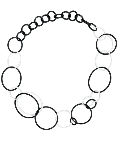 SAMUEL CORAUX Cascading Circle Necklace - Black and White
