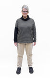 MAMA B - Boxy Cowl Neck Top in Black Stripes