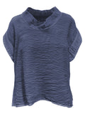 MOTION Parachute Cowl Neck Top in Navy Blue