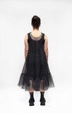 PLU Gathered Mesh Dress in Black