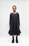 PLU Gathered Mesh Dress in Black