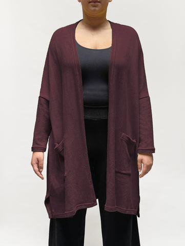 MAMA B - Cozy Knit Onesize Open Cardigan in Wine