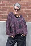 PAPER TEMPLES Dot Print Boxy Pullover -  Eggplant and Graphite