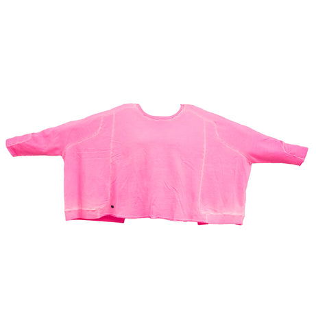 PLU French Terry Oversized Pulllover in Neon Pink