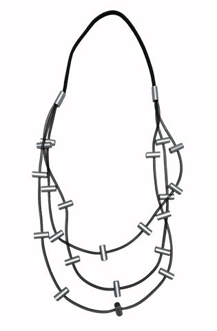 CHRISTINA BRAMPTI Three Strand Necklace -  Silver Beads