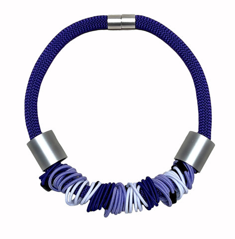 CHRISTINA BRAMPTI Cord and Elastic Ring Necklace - Purple