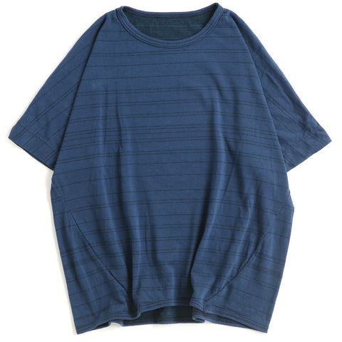 Tamaki Niime Dolman Short Sleeve Tee - #36 Medium Blue/Black - Size 3