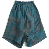 Tamaki Niime Drop Rise Cotton Pant #01 Turquoise & Grey