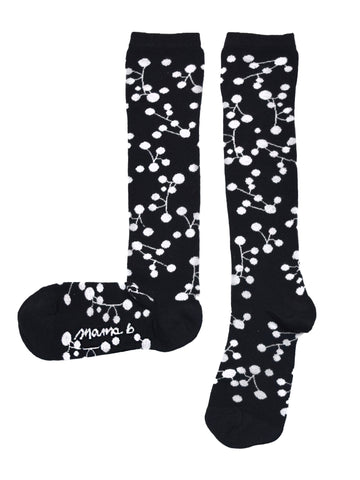 MAMA B Cotton and Cashmere Knee Socks - Black and White Berries