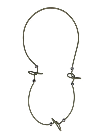 SAMUEL CORAUX Knotted Beaded Necklace - Olive