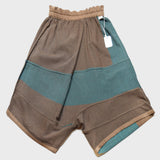 TAMAKI NIIME Drop-rise Cotton Pants - Sand and Turquoise